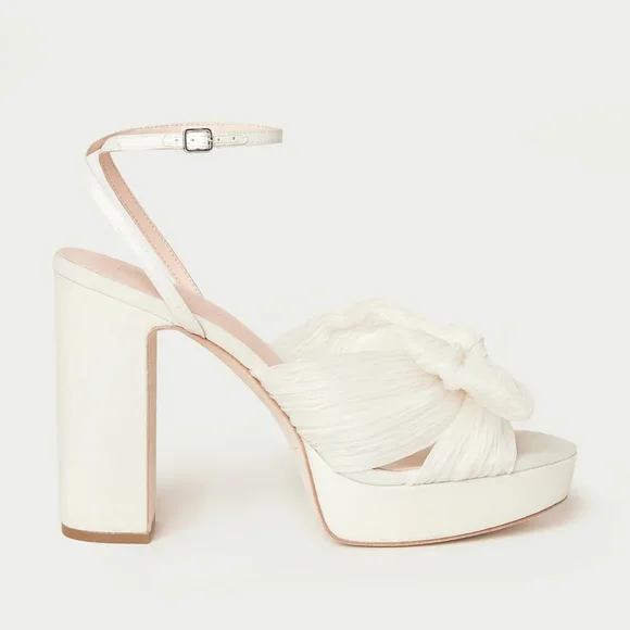 NWT Loeffler Randall Natalia Bow Platform Heels in Pearl Sz. 11